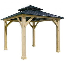 StarWood Rack Home & Garden 10' x 10' Patio Hardtop Gazebo with Double Steel Roof for Outdoor-Gray